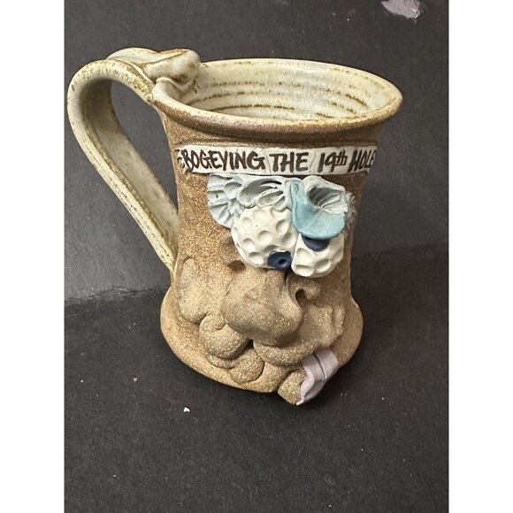 Unbranded Other - Art Pottery Ugly Funny Face Mug Bogeying The Hole  Man Golf‎ Theme 3D Figural